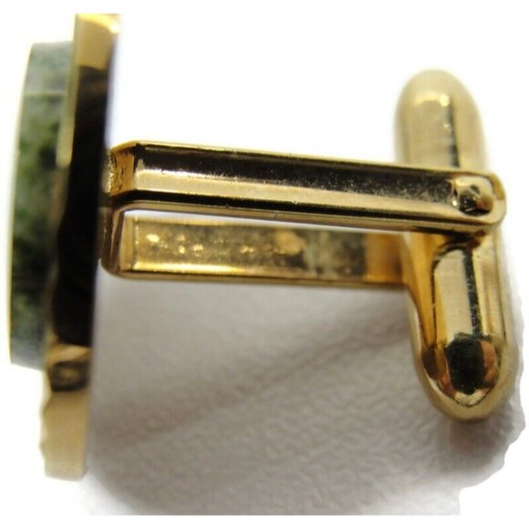 La Mode Vintage Cufflinks Karet Klad  Jade? Round Fluted Design - Picture 9 of 13